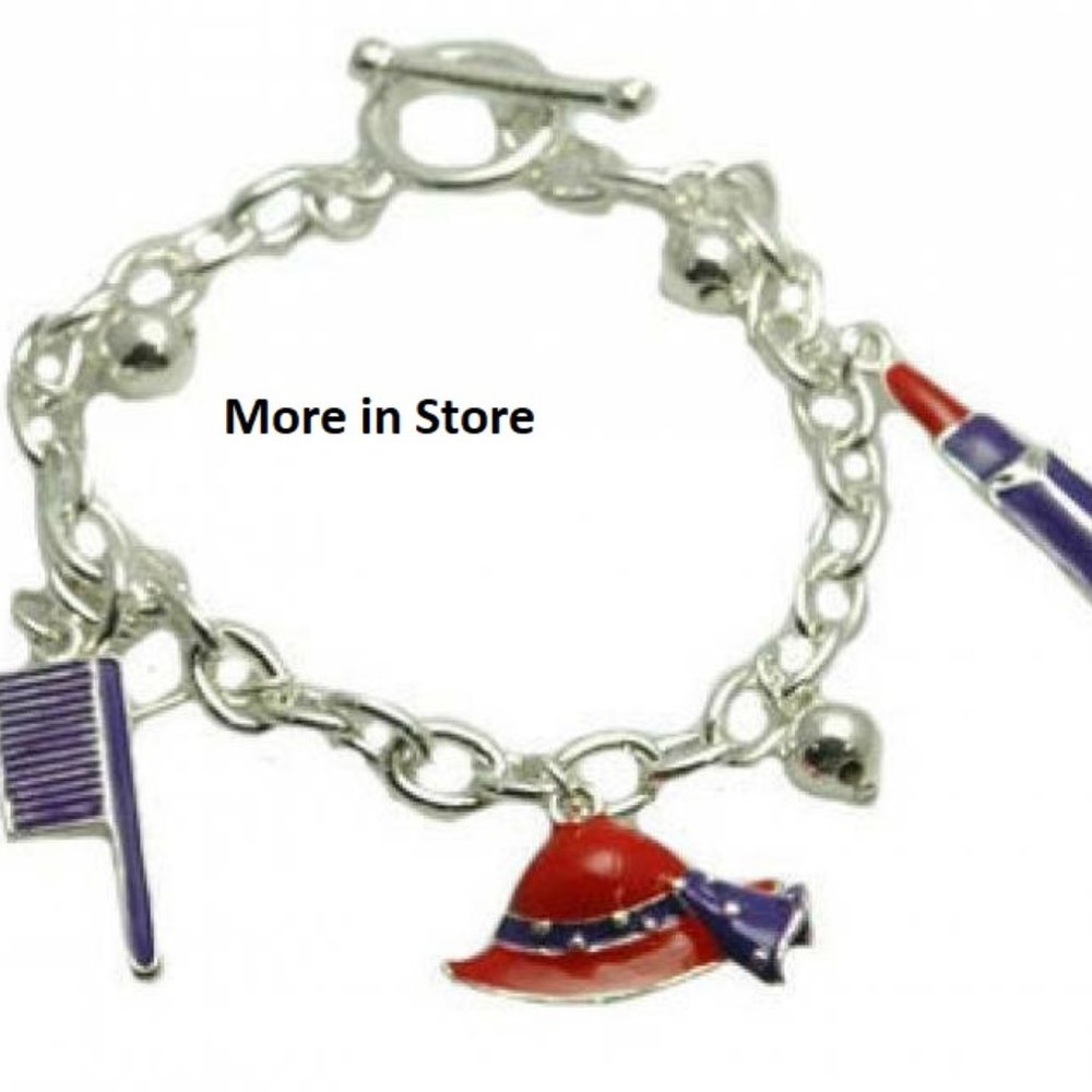 Red Hat bracelet lobster claw clasp enamel silver